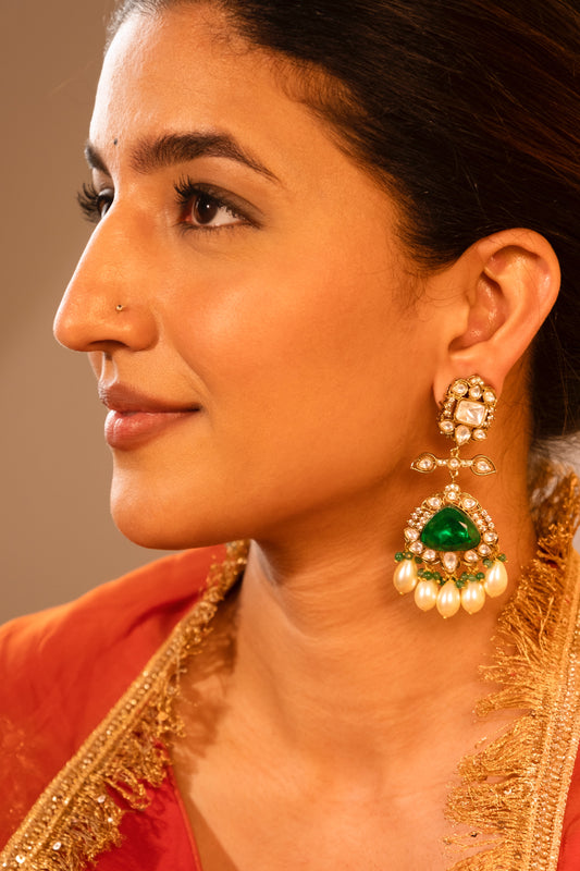 Layla Emerald Doublet Polki Earrings