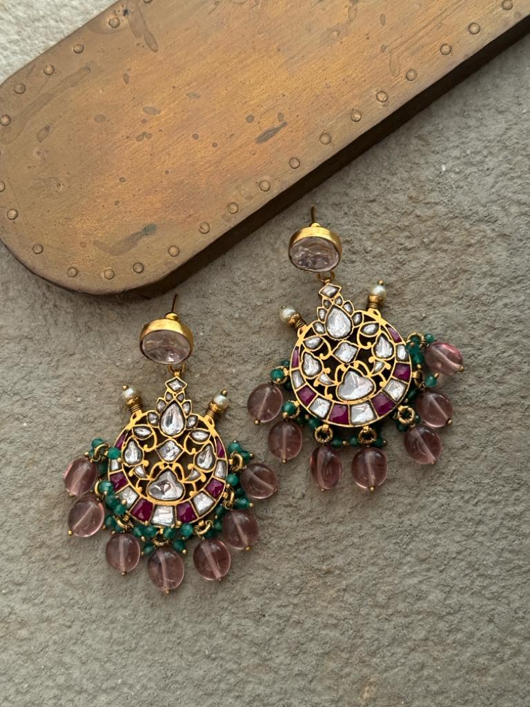 Noura Polki Chaandbaali Gold plated Earrings