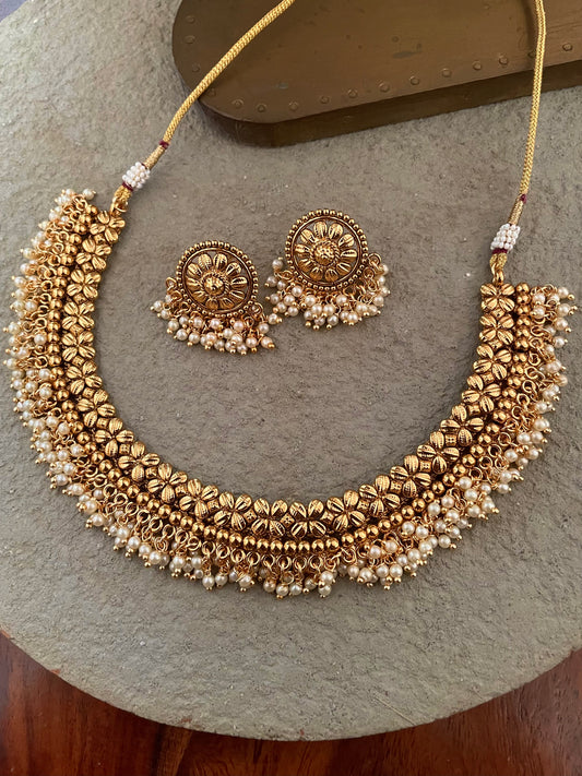 Kimaya Antique Gold Necklace Set