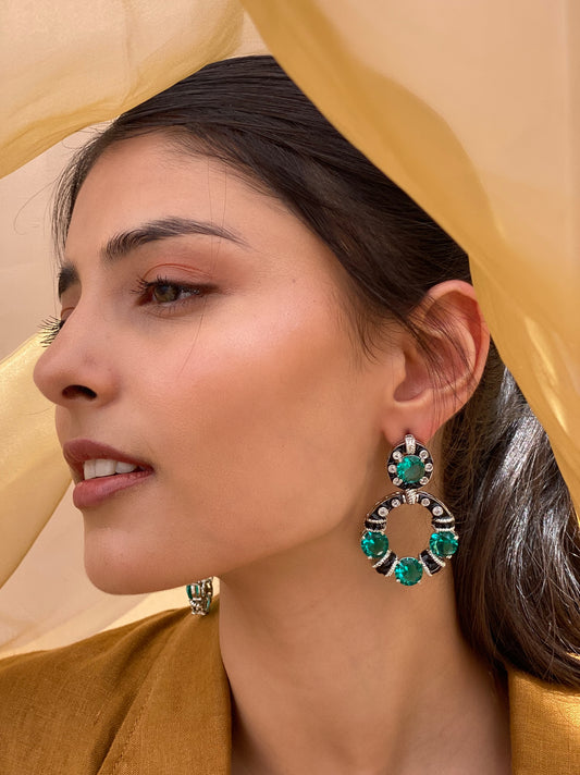 Zainaab Emerald Enamel Earrings