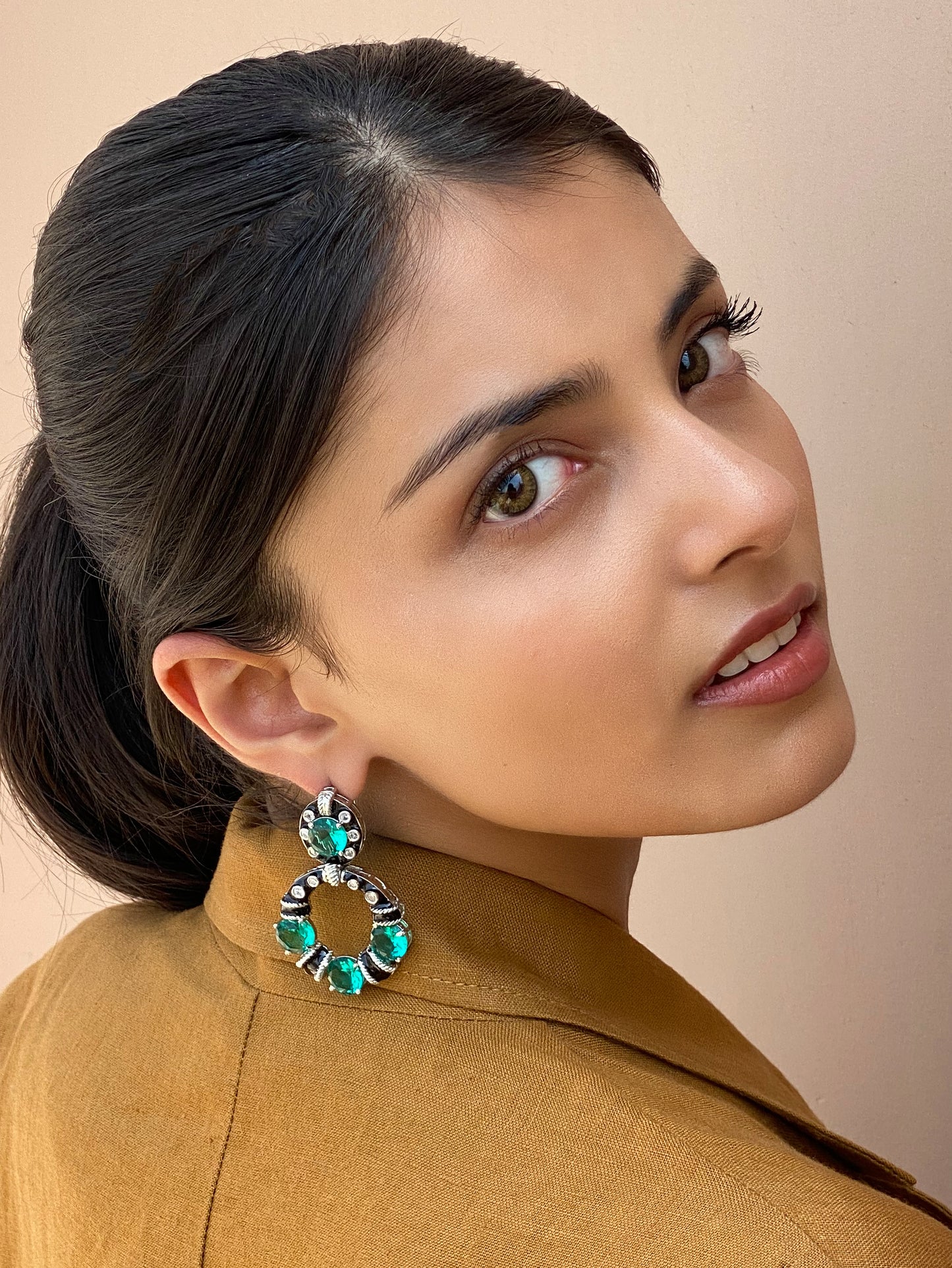 Zainaab Emerald Enamel Earrings