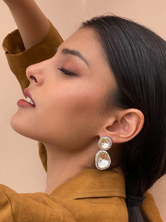 Salma Gold Finish Polki Dangler Earrings