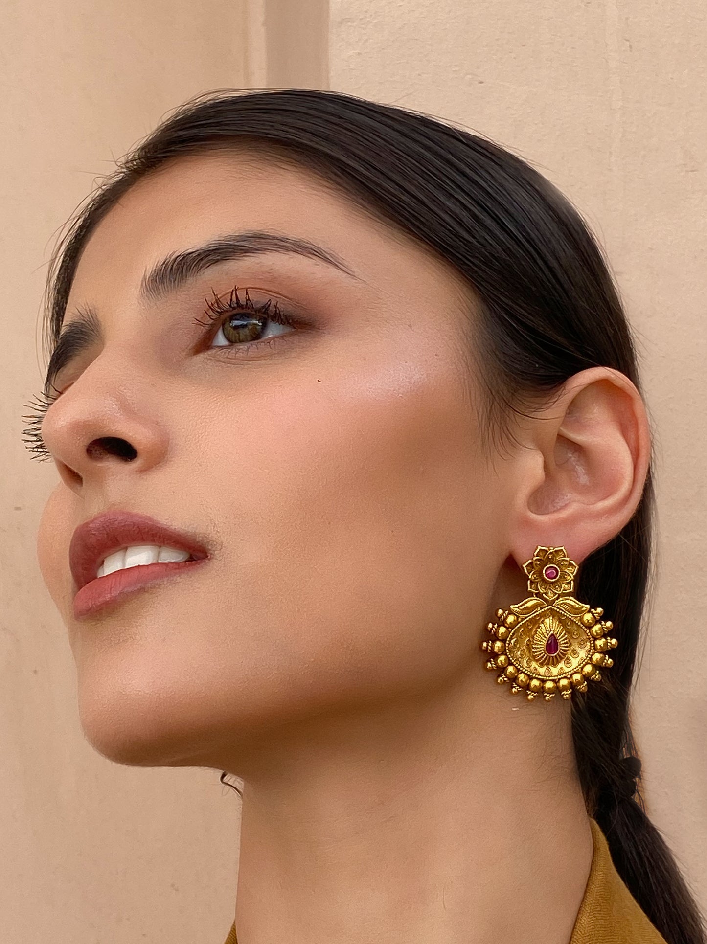 Sureena Antique Gold Finish Earrings