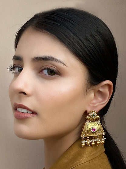 Sunira Antique Gold Finish  Earrings