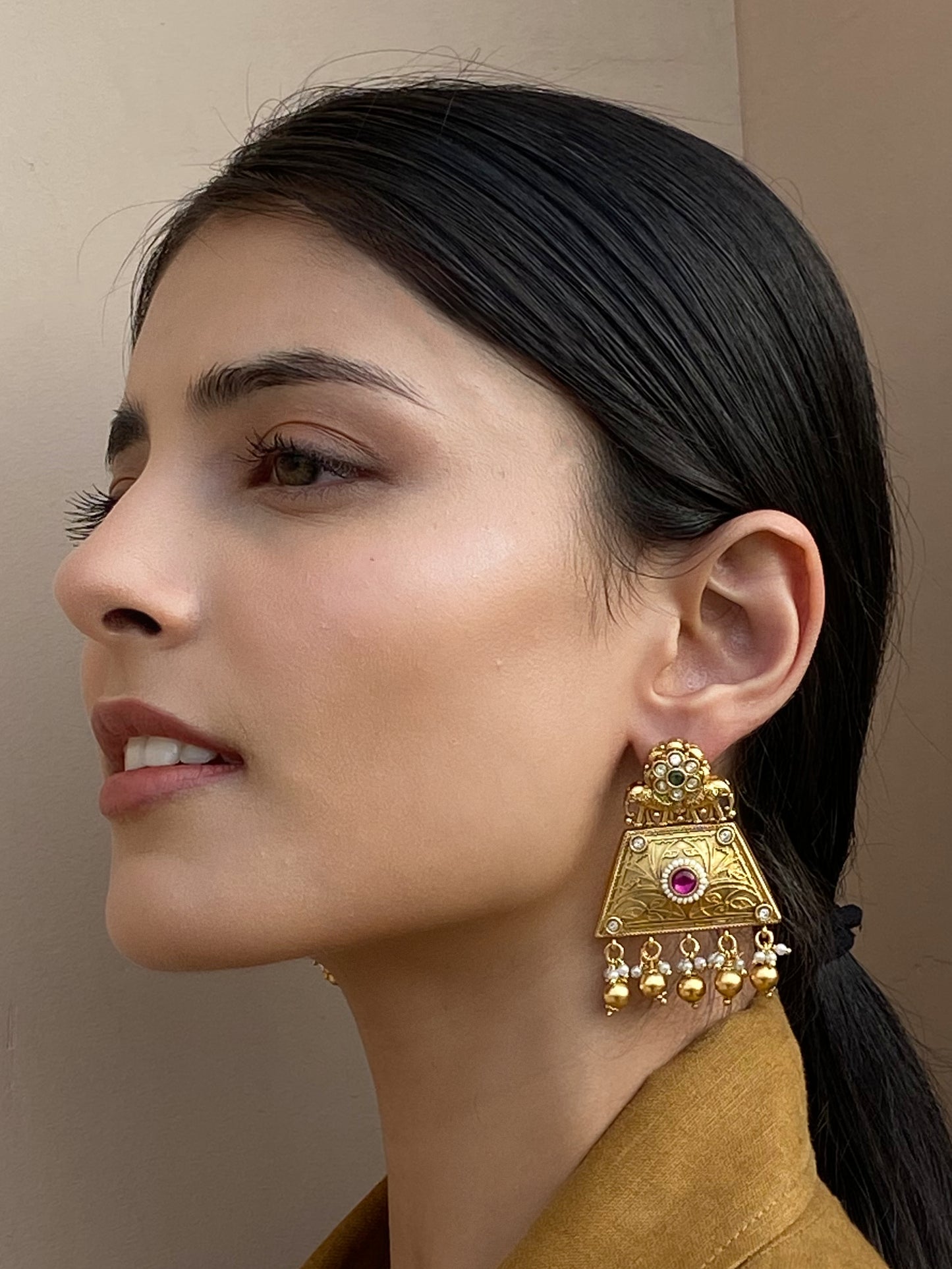 Sunira Antique Gold Finish  Earrings