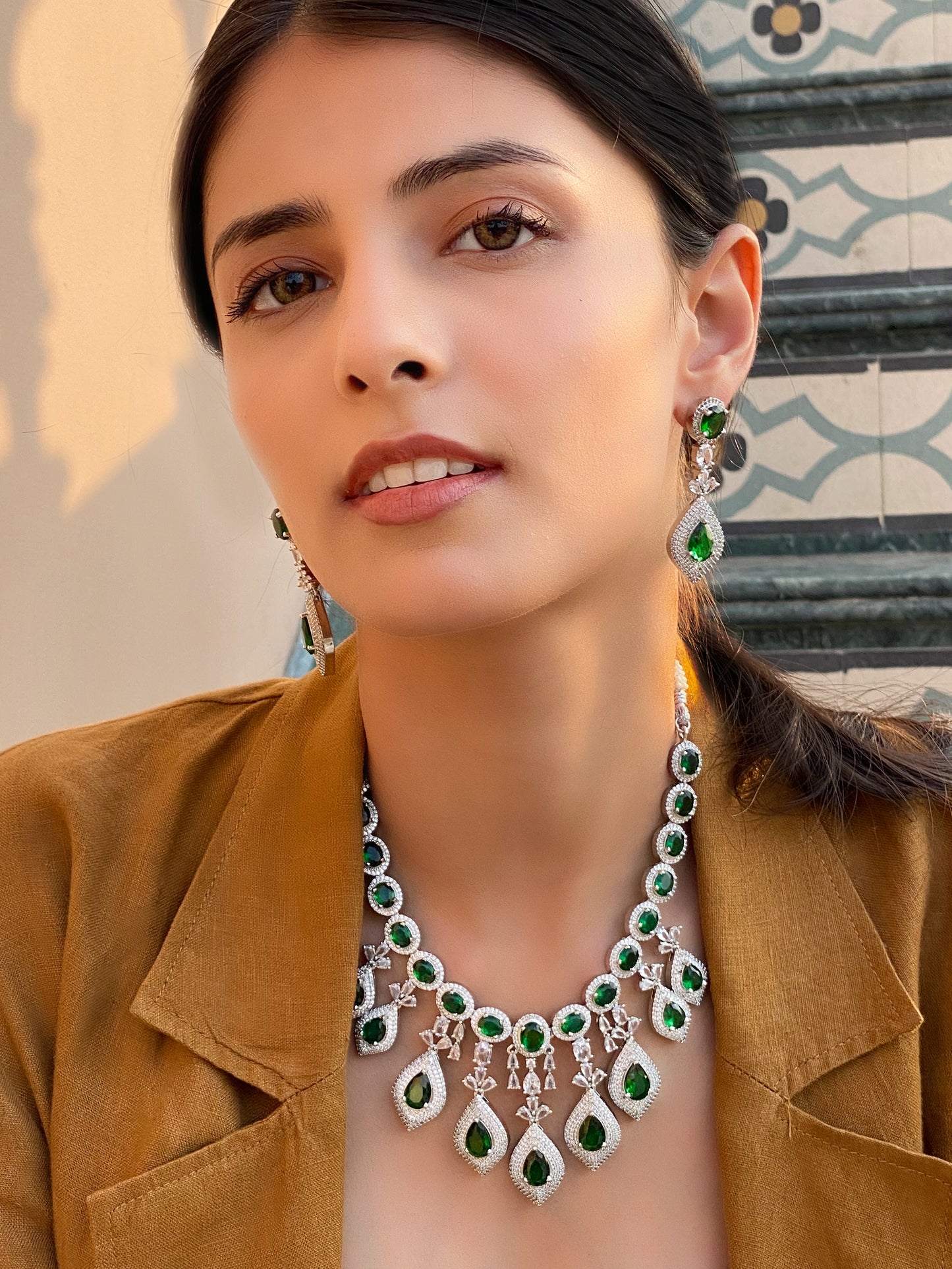 Elmer Emerald Zircon Necklace Set