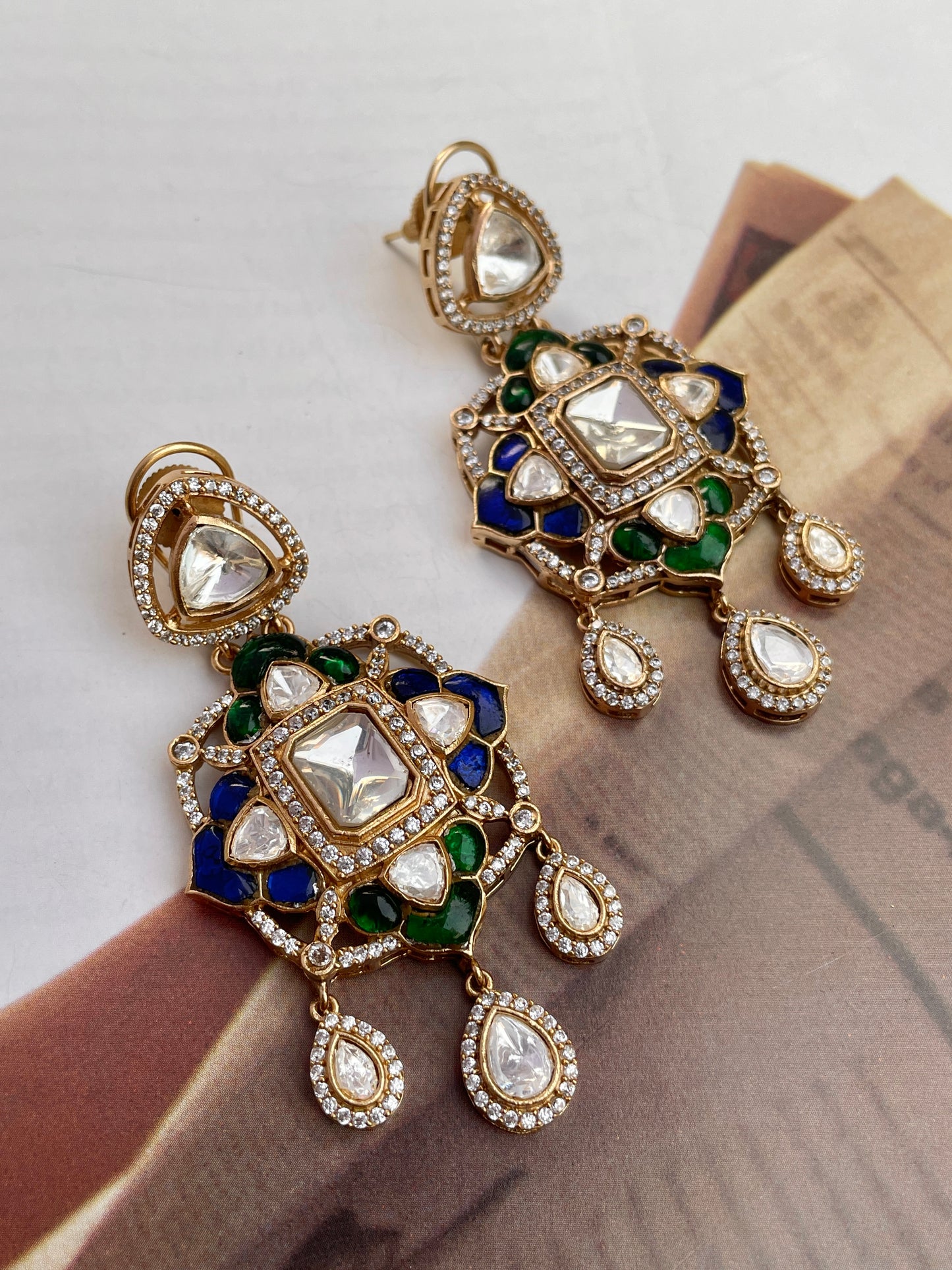 Pre Order- Ritu Moissanite Polki Earrings