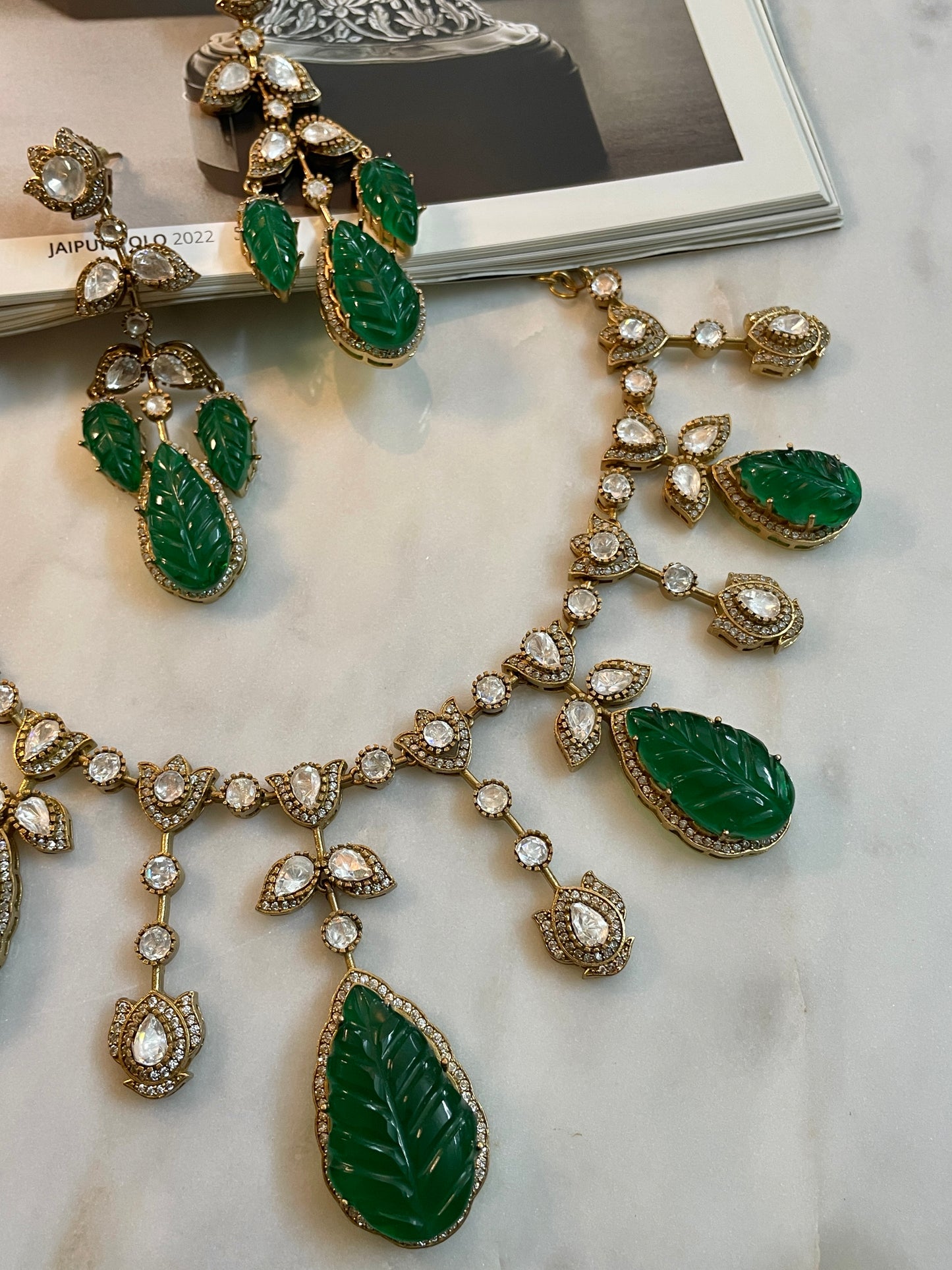 Pre Order- Vaidehi Emerald Necklace Set