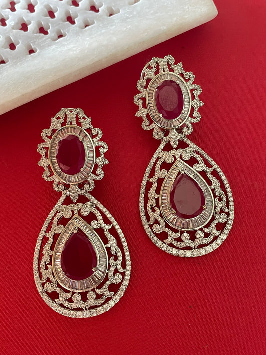Faux Diamond & Ruby Earring