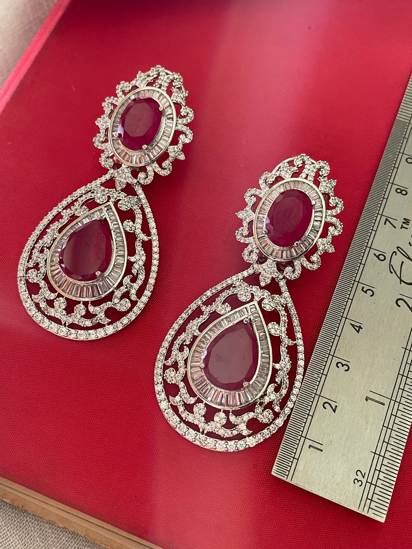 Faux Diamond & Ruby Earring