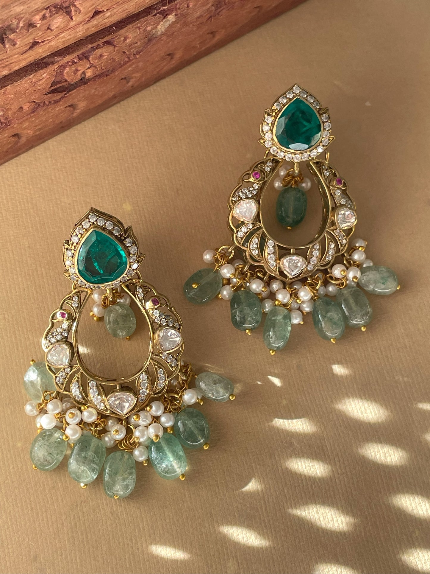 Malti Emerald Polki Earrings