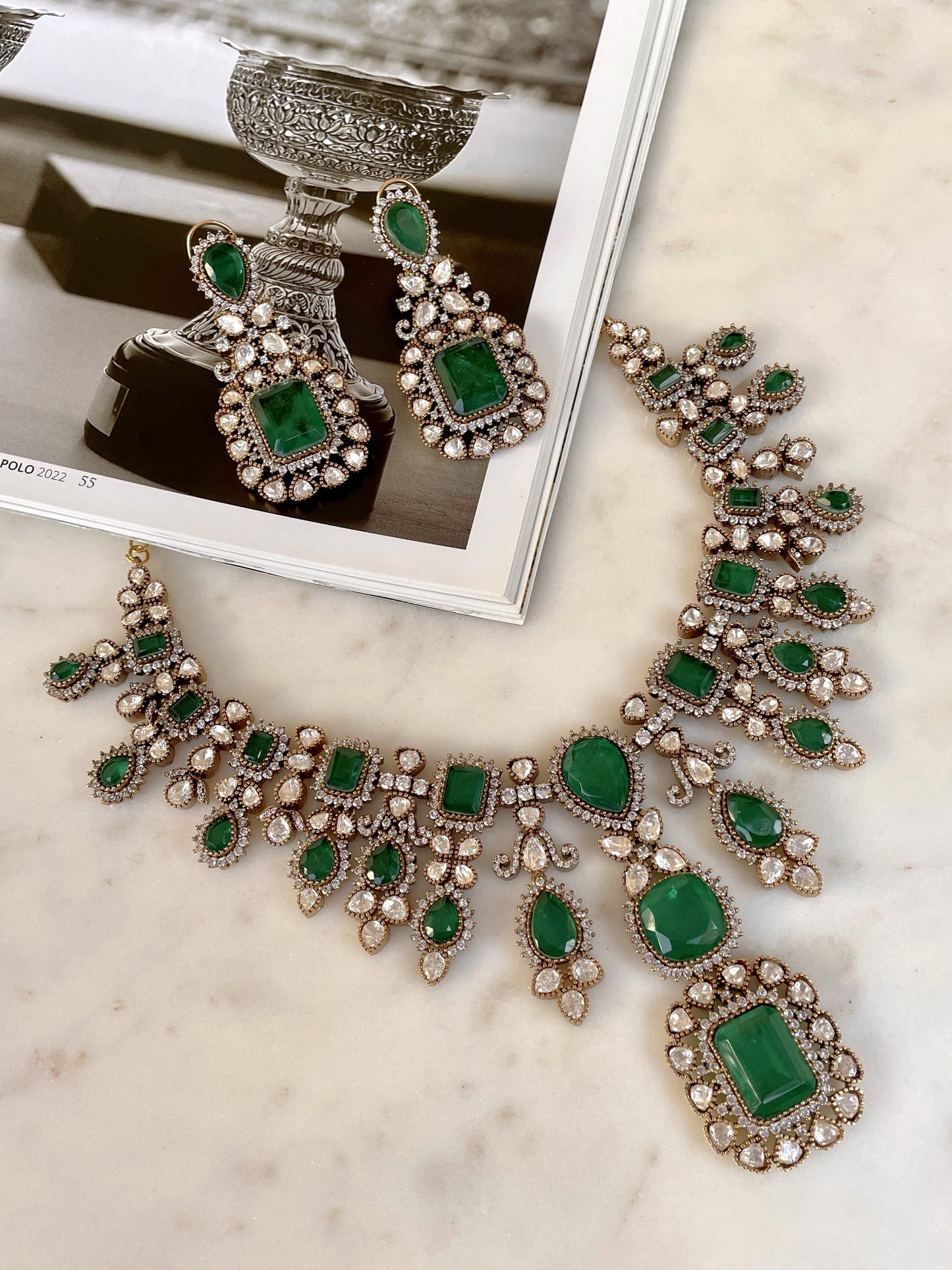 Pre Order- Reva Emerald Necklace Set