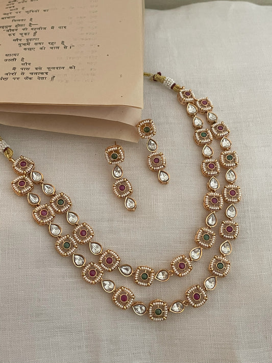 Sarita Emerald Ruby Classic Double Line Necklace