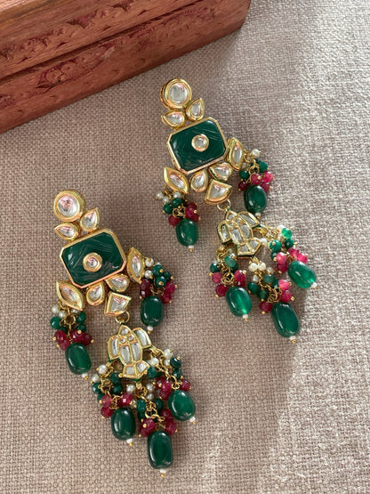 Mahua Polki Emerald Dangler Earrings