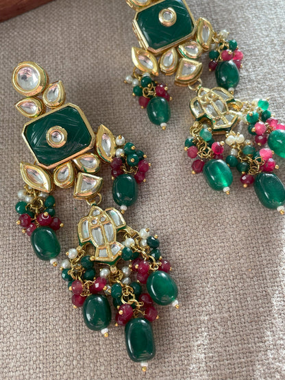 Mahua Polki Emerald Dangler Earrings