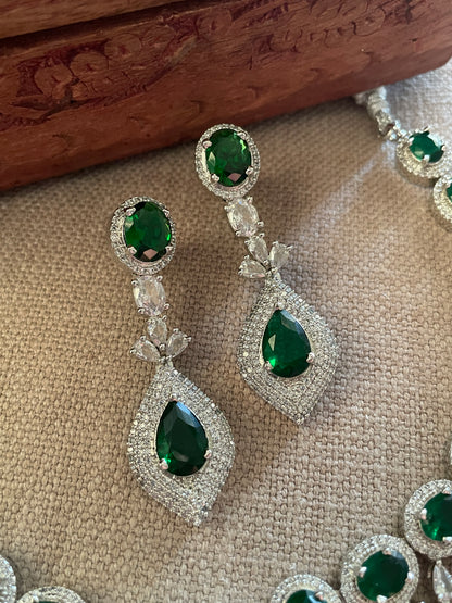 Rehmat Faux Diamond Emerald Necklace