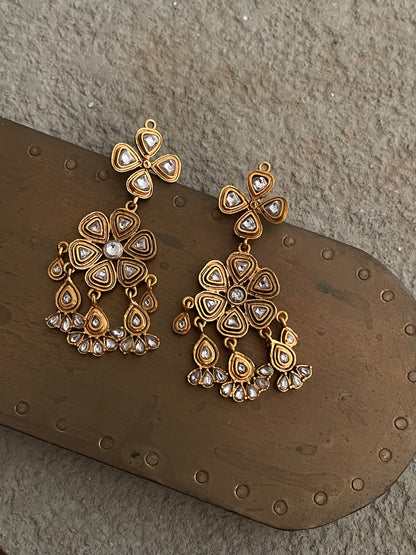 Floret Polki Gold Plated Earrings
