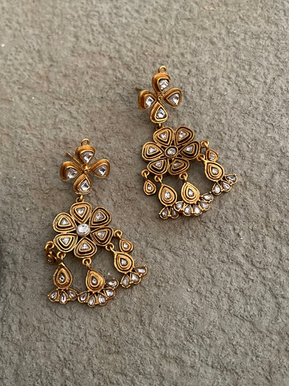 Floret Polki Gold Plated Earrings