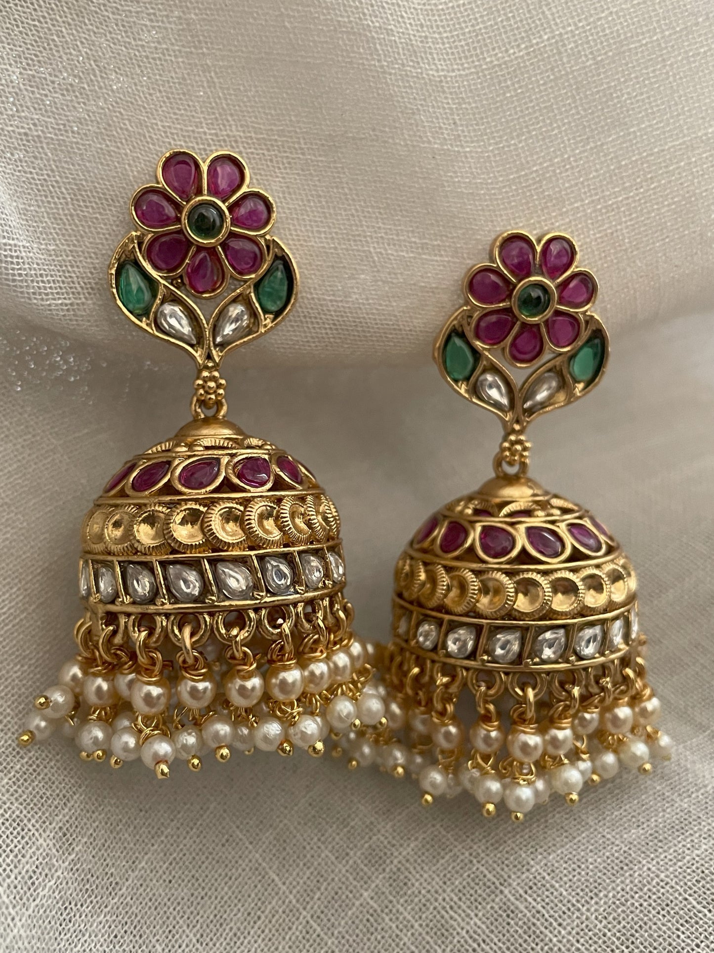 Pallavi Polki Temple Jhumki Earrings