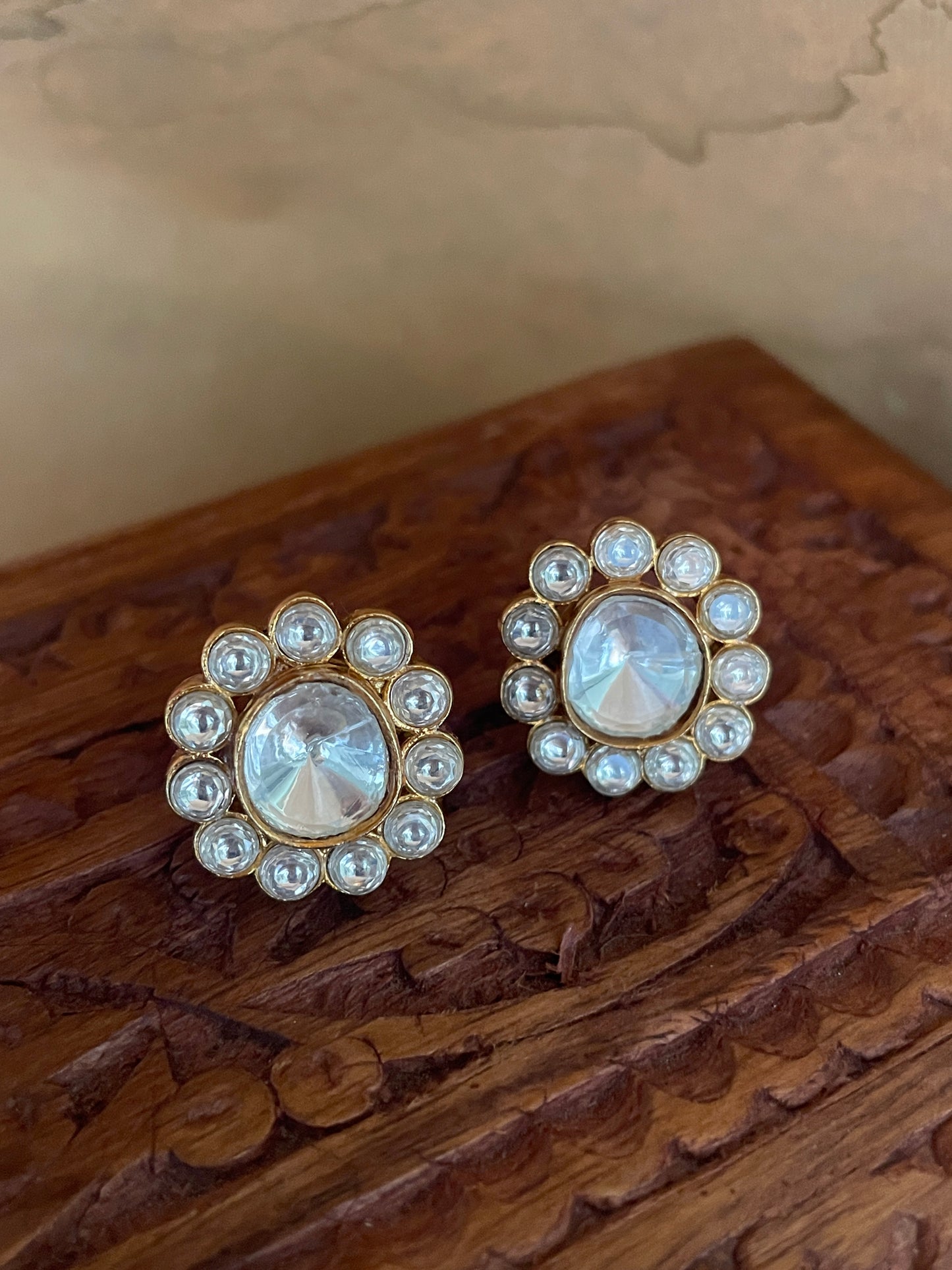 Reha Small Polki Stud Earrings