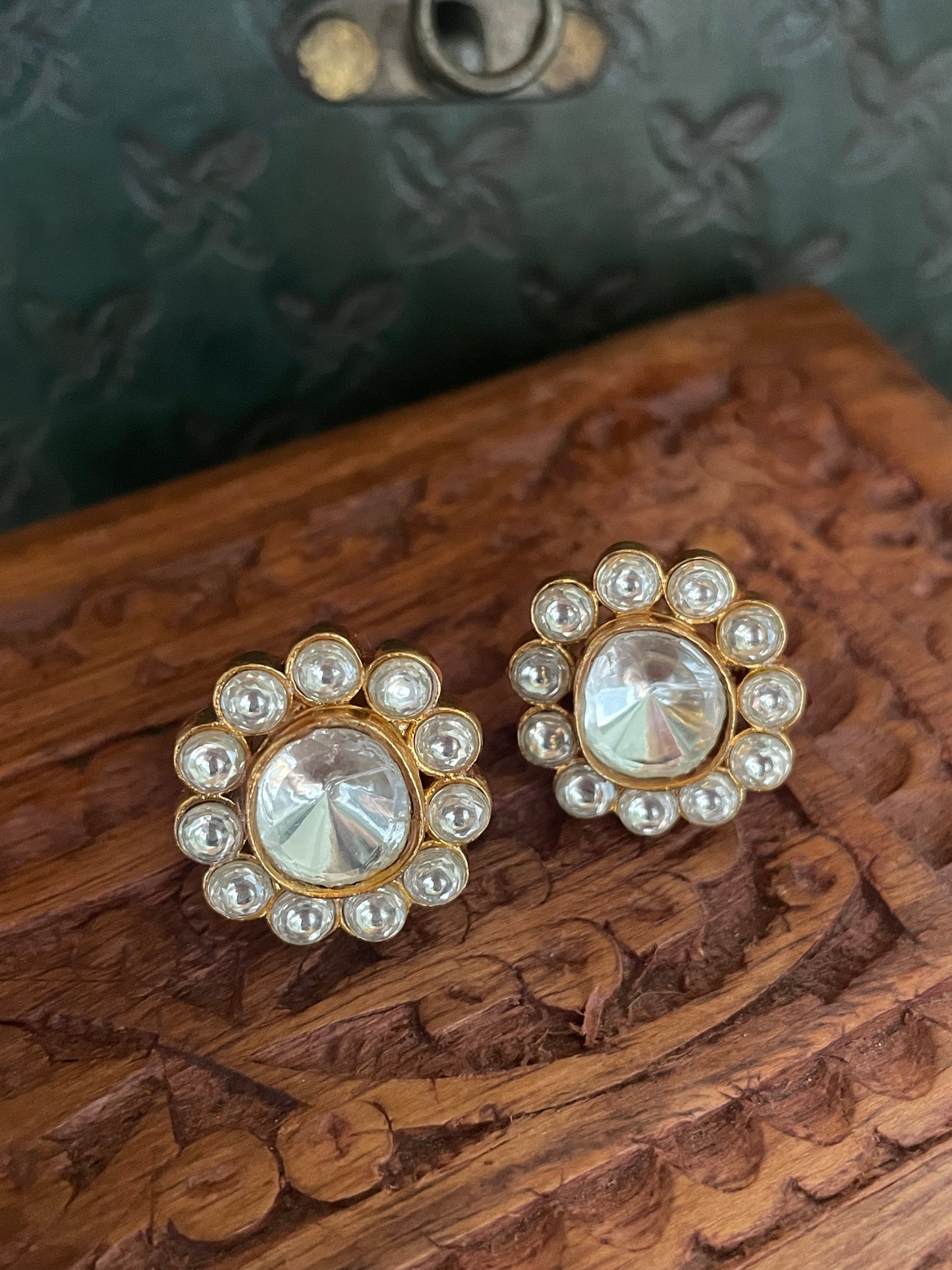 Reha Small Polki Stud Earrings