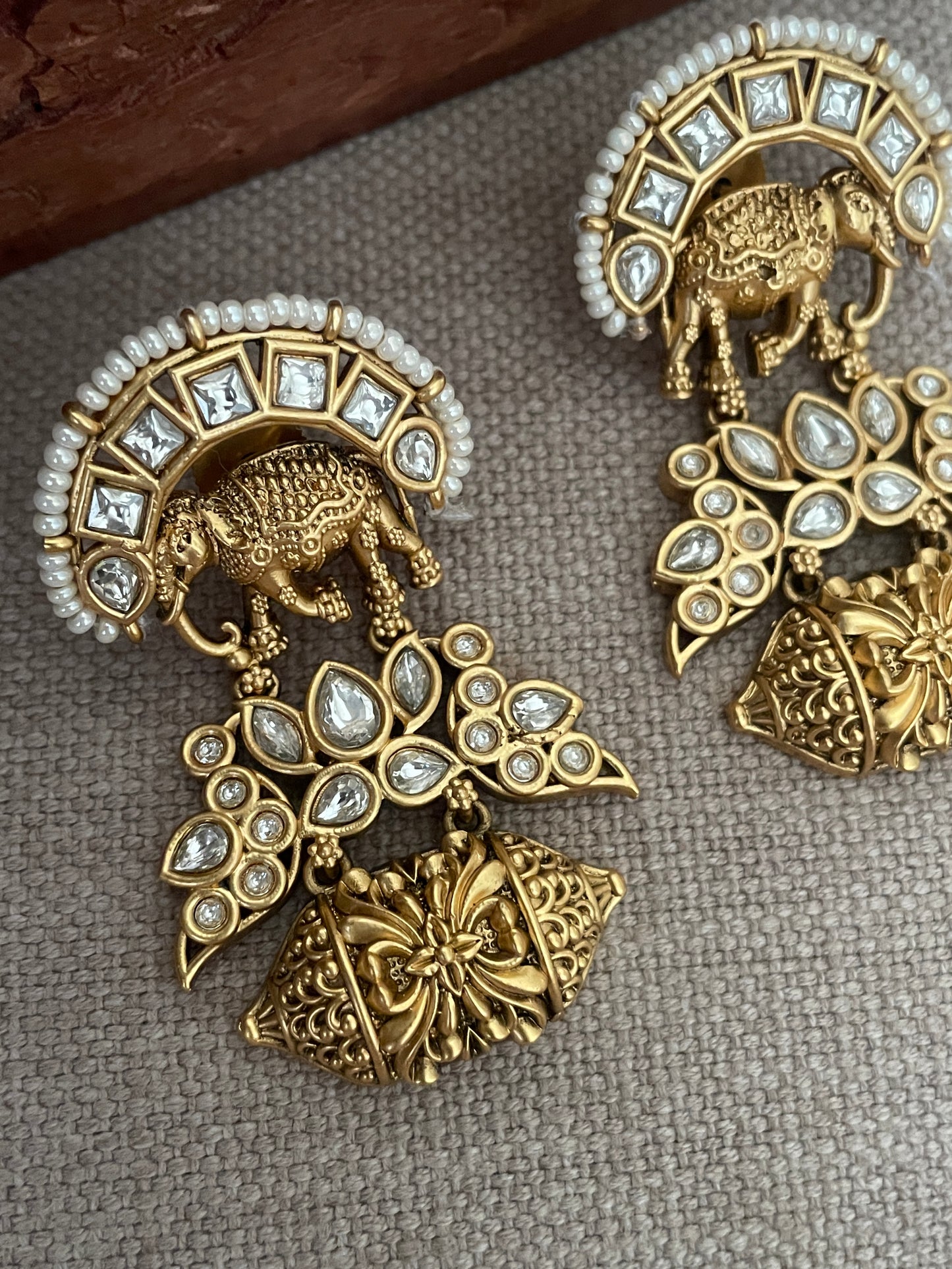 Vedika Polki Elephant Earrings