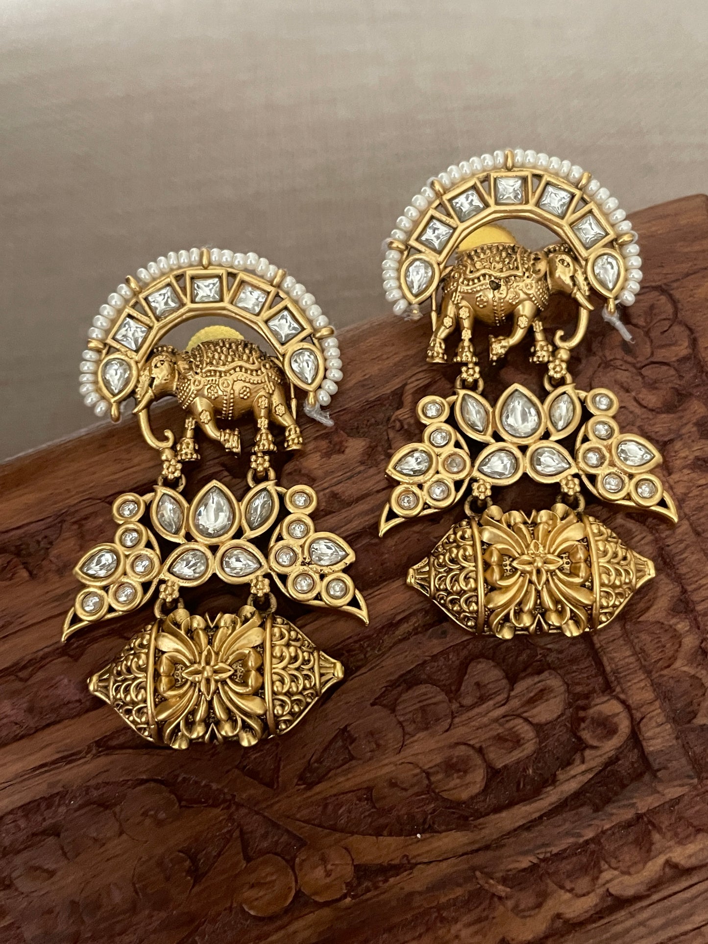 Vedika Polki Elephant Earrings