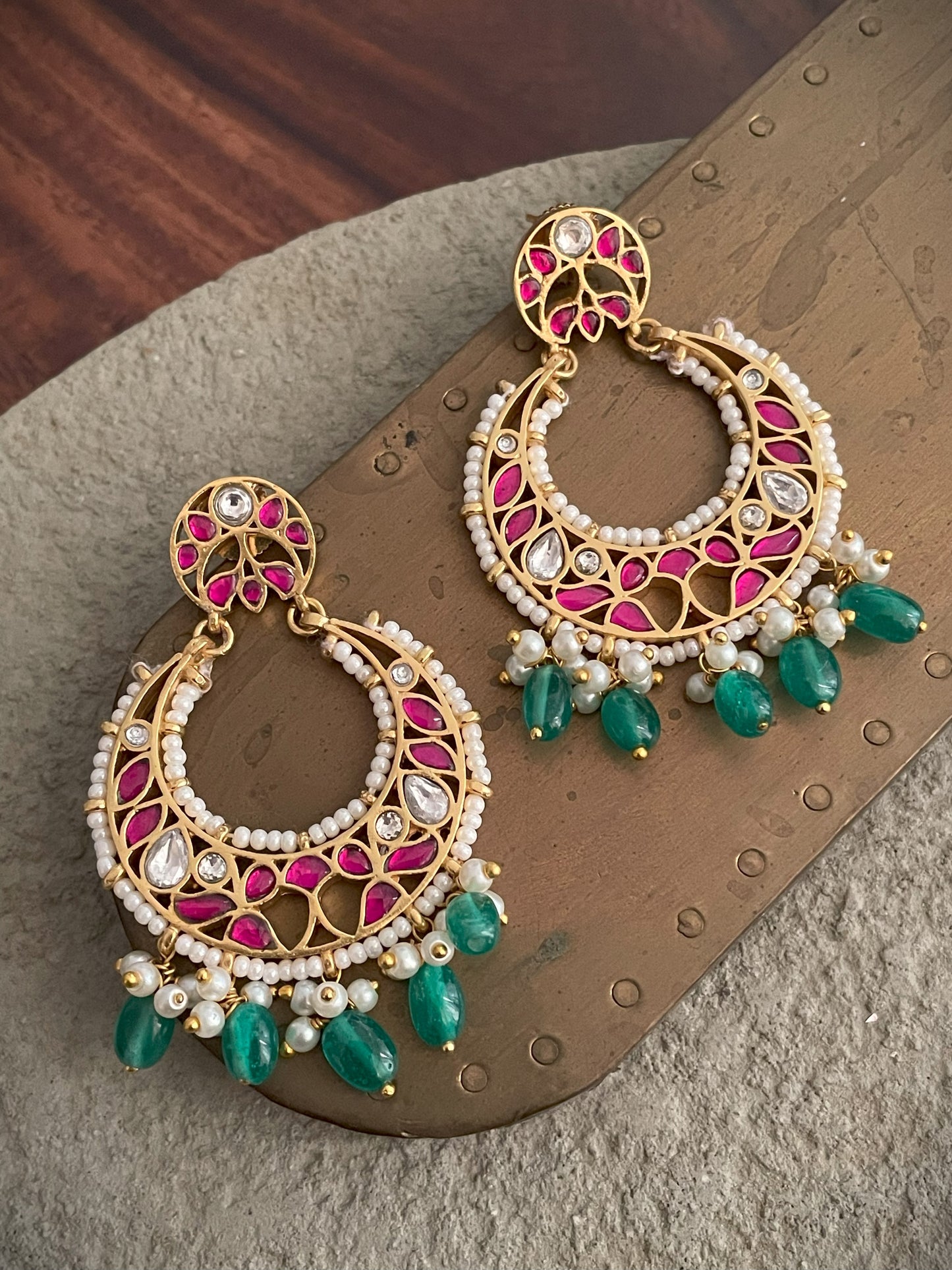 Pratima Polki & Onyx Chaandbaali Earrings