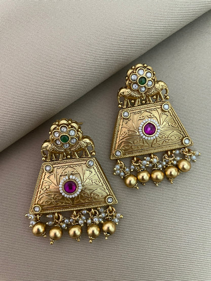 Sunira Antique Gold Finish  Earrings