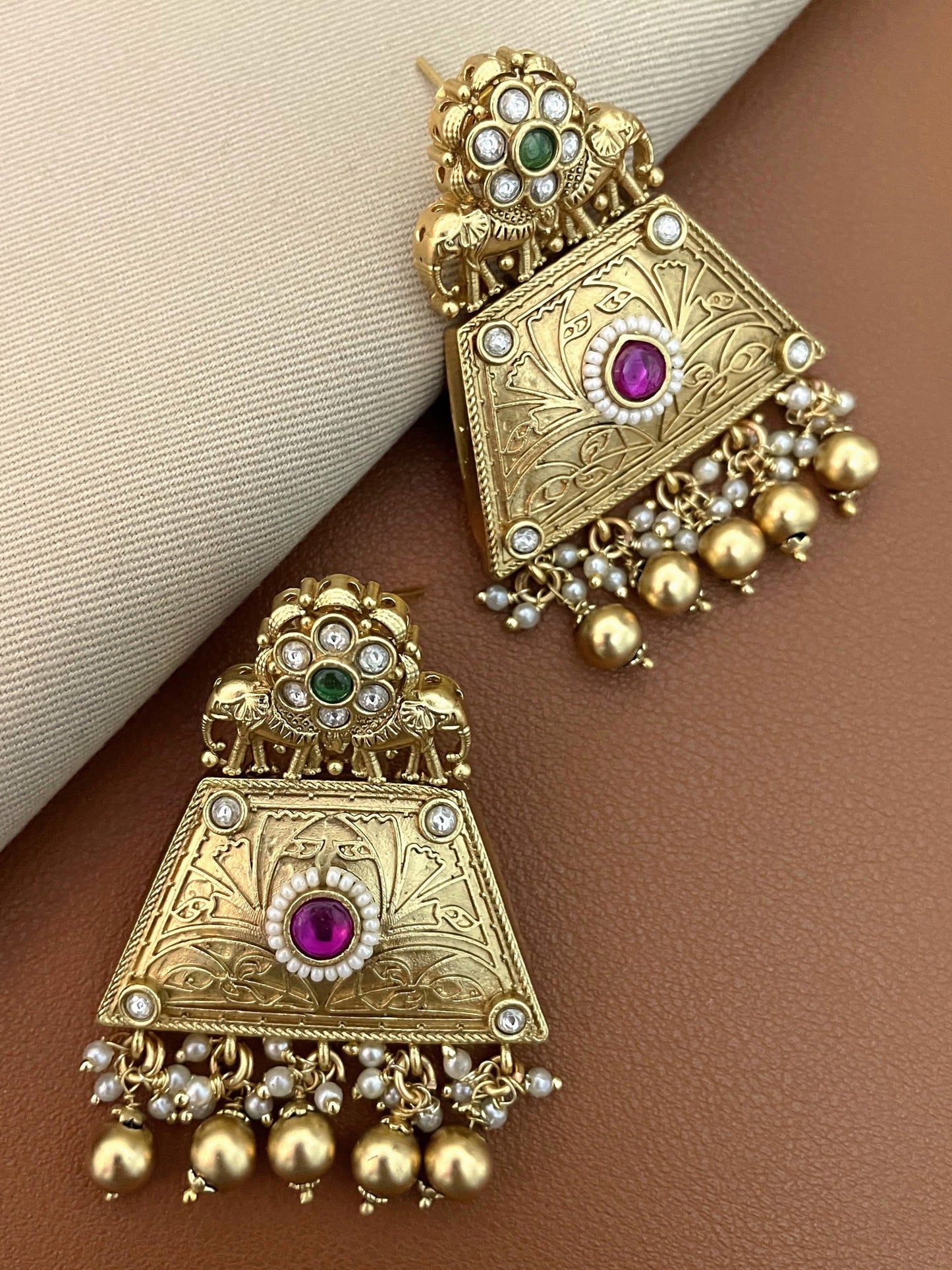 Sunira Antique Gold Finish  Earrings