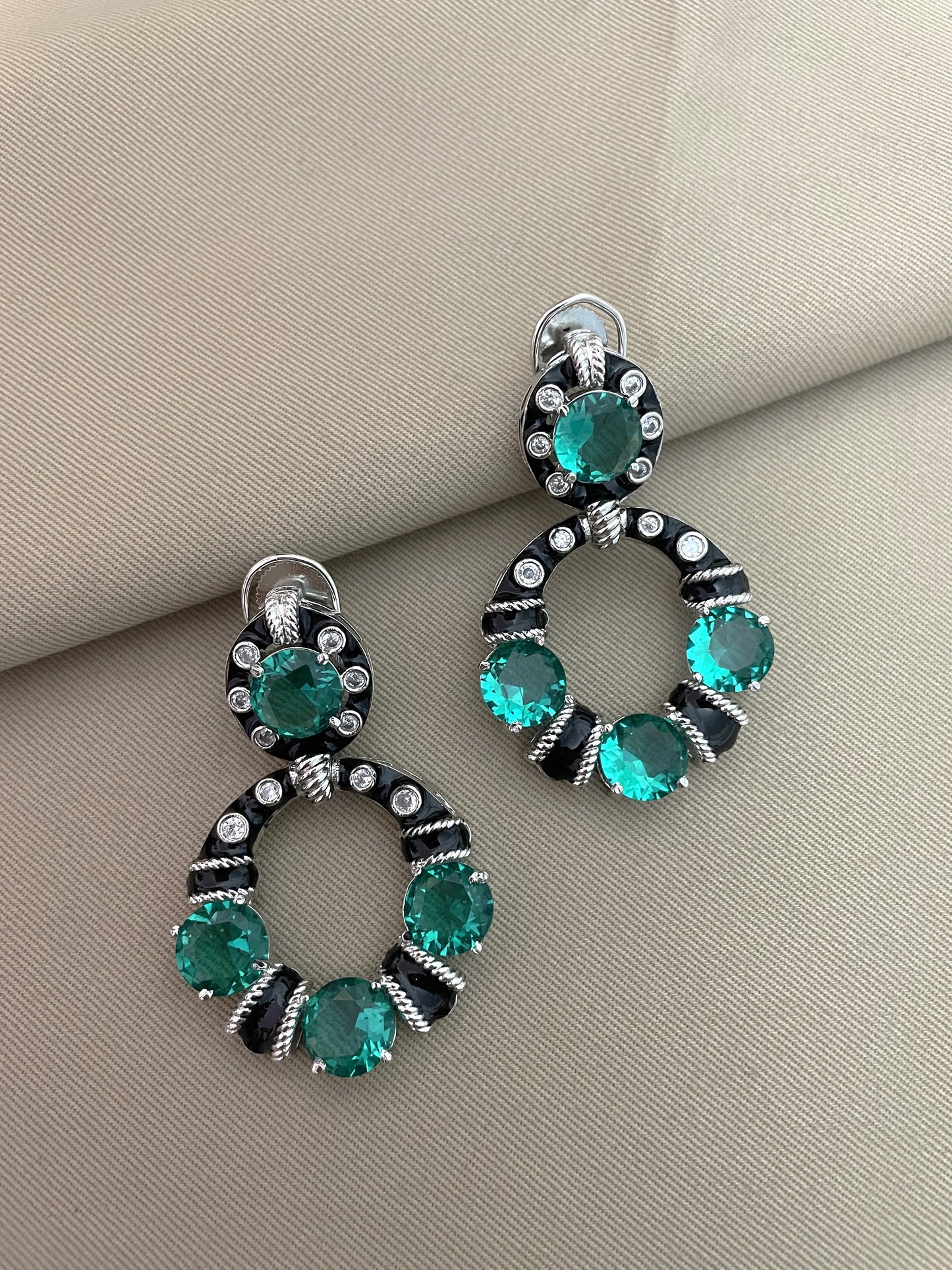 Zainaab Emerald Enamel Earrings