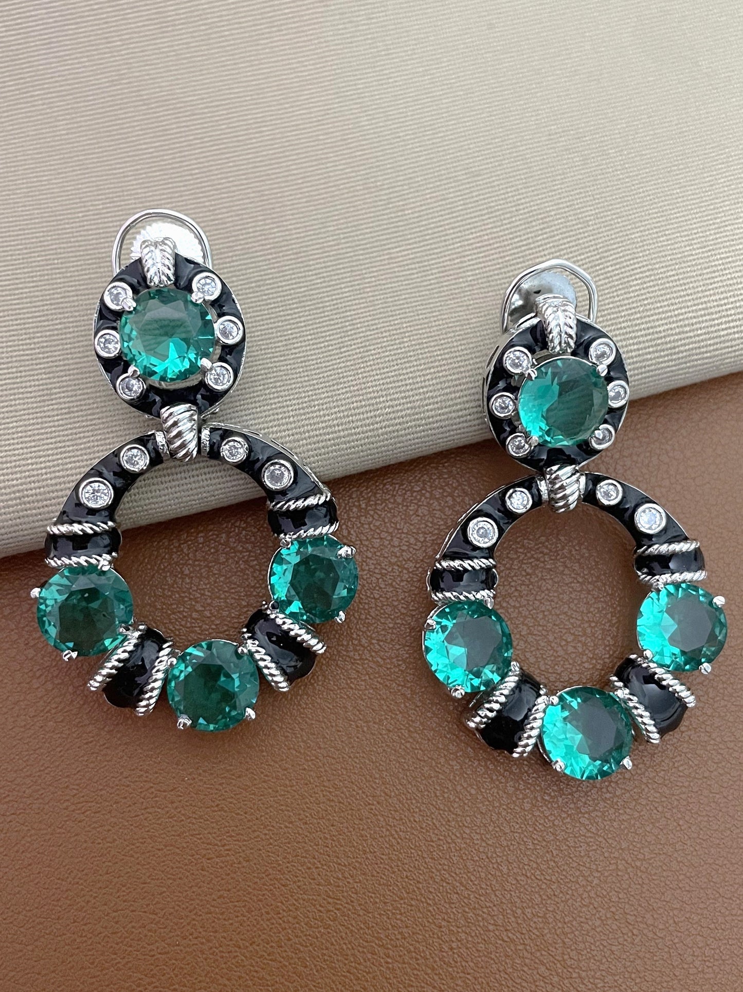 Zainaab Emerald Enamel Earrings