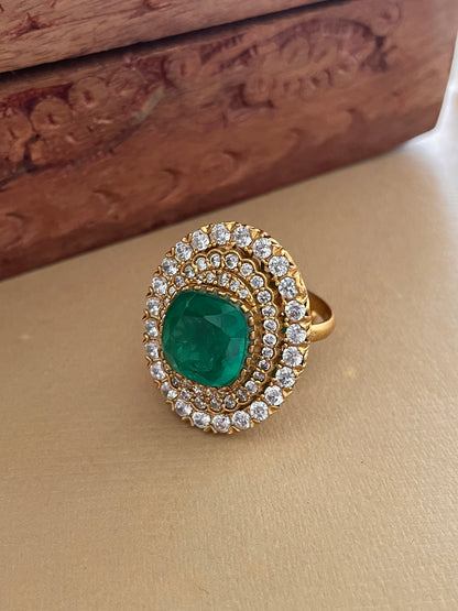 Jive - Oval Emerald Doublet Adjustable Ring