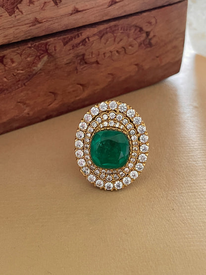 Jive - Oval Emerald Doublet Adjustable Ring