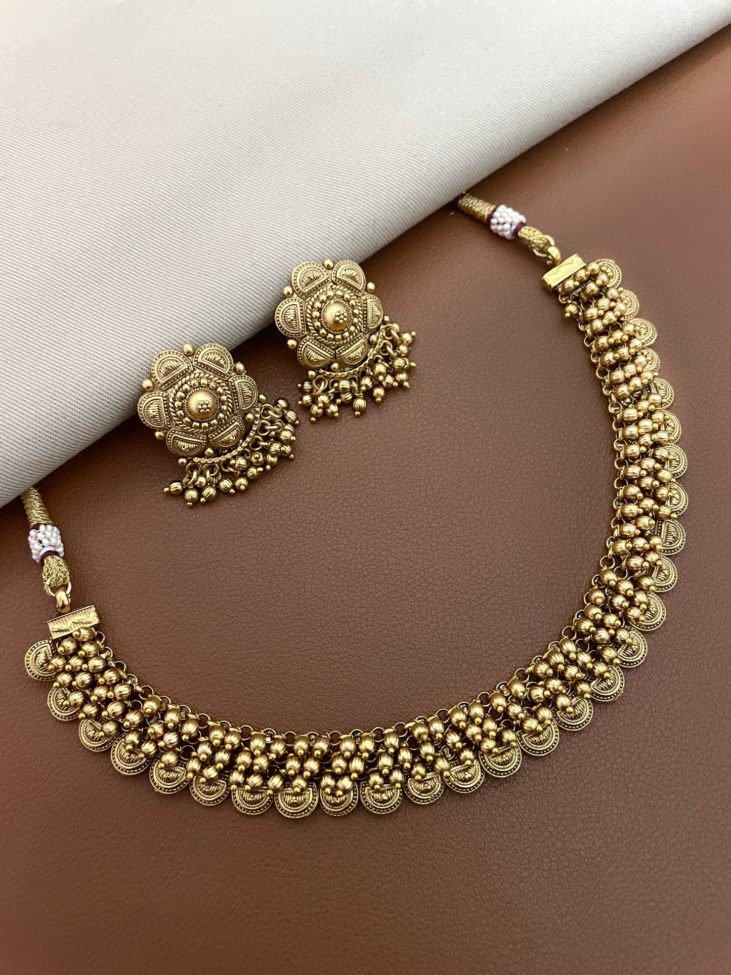 Smriti Antique Ghungroo Gold Finish Necklace Set