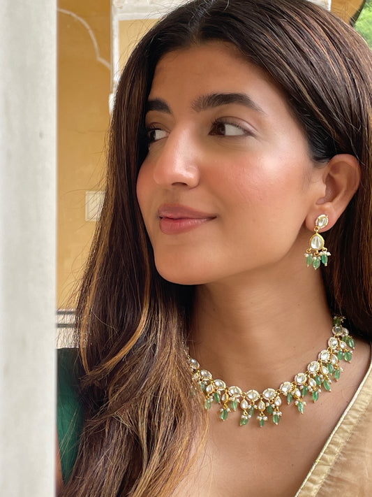 Padma Polki Emerald Necklace Set