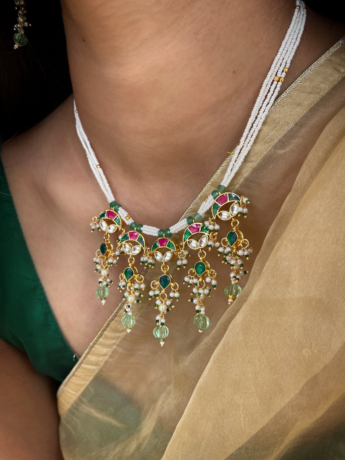 Lakshmi Multicolour Polki Necklace Set