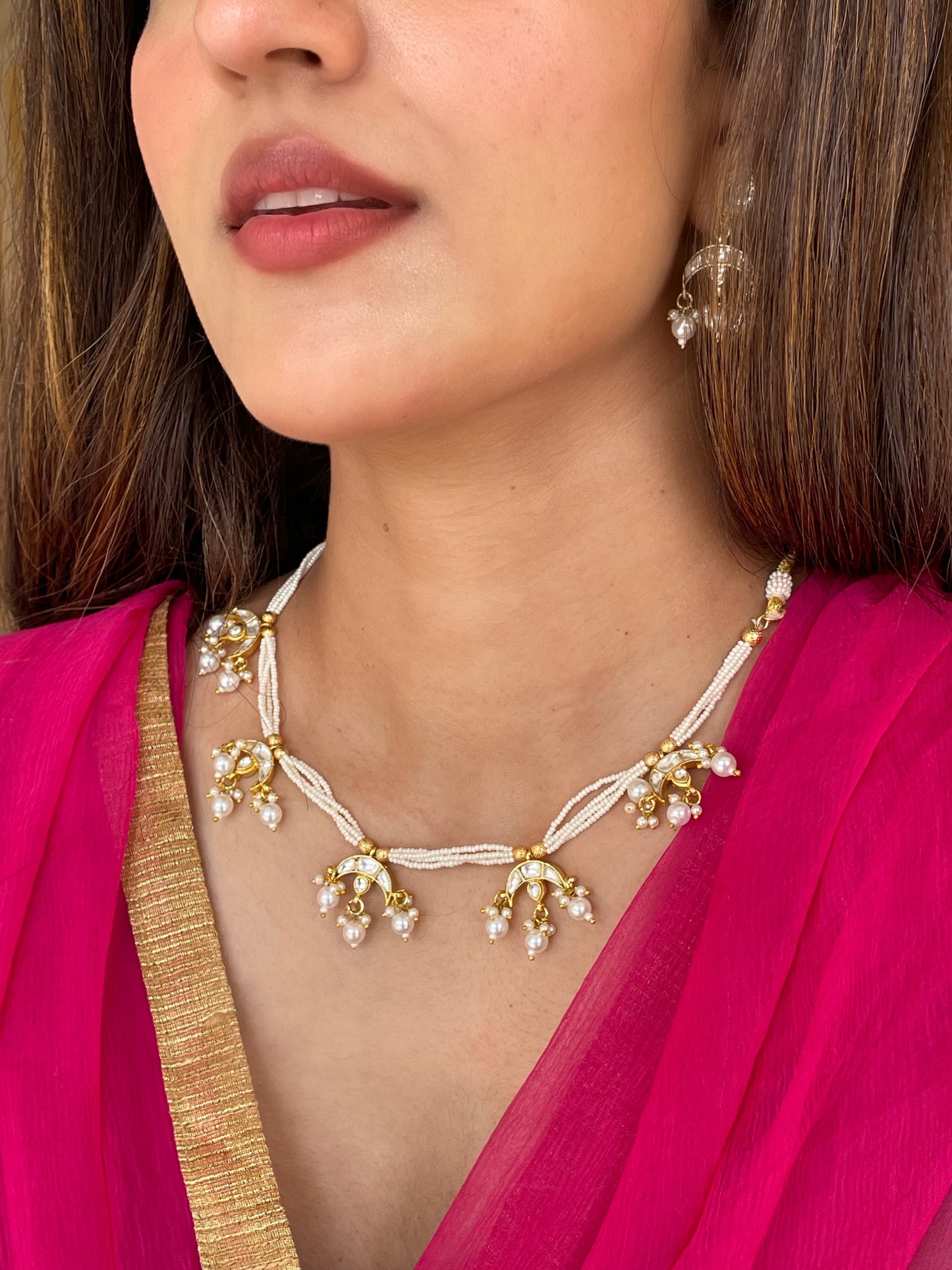 Gayatri Pearl Polki Necklace Set