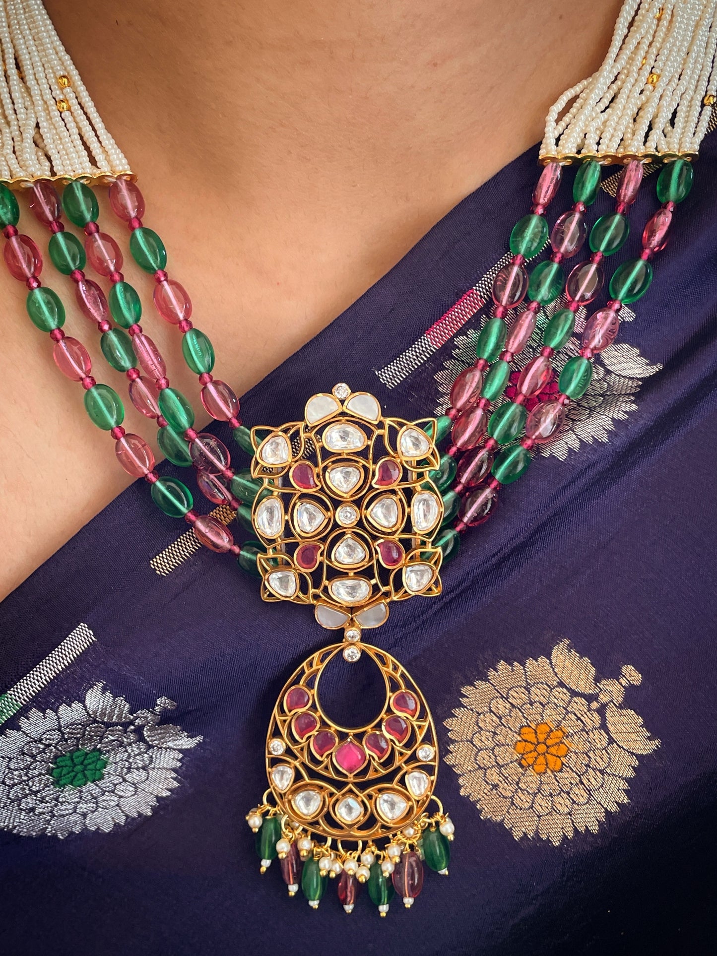 Sumitra Long Polki Necklace Set