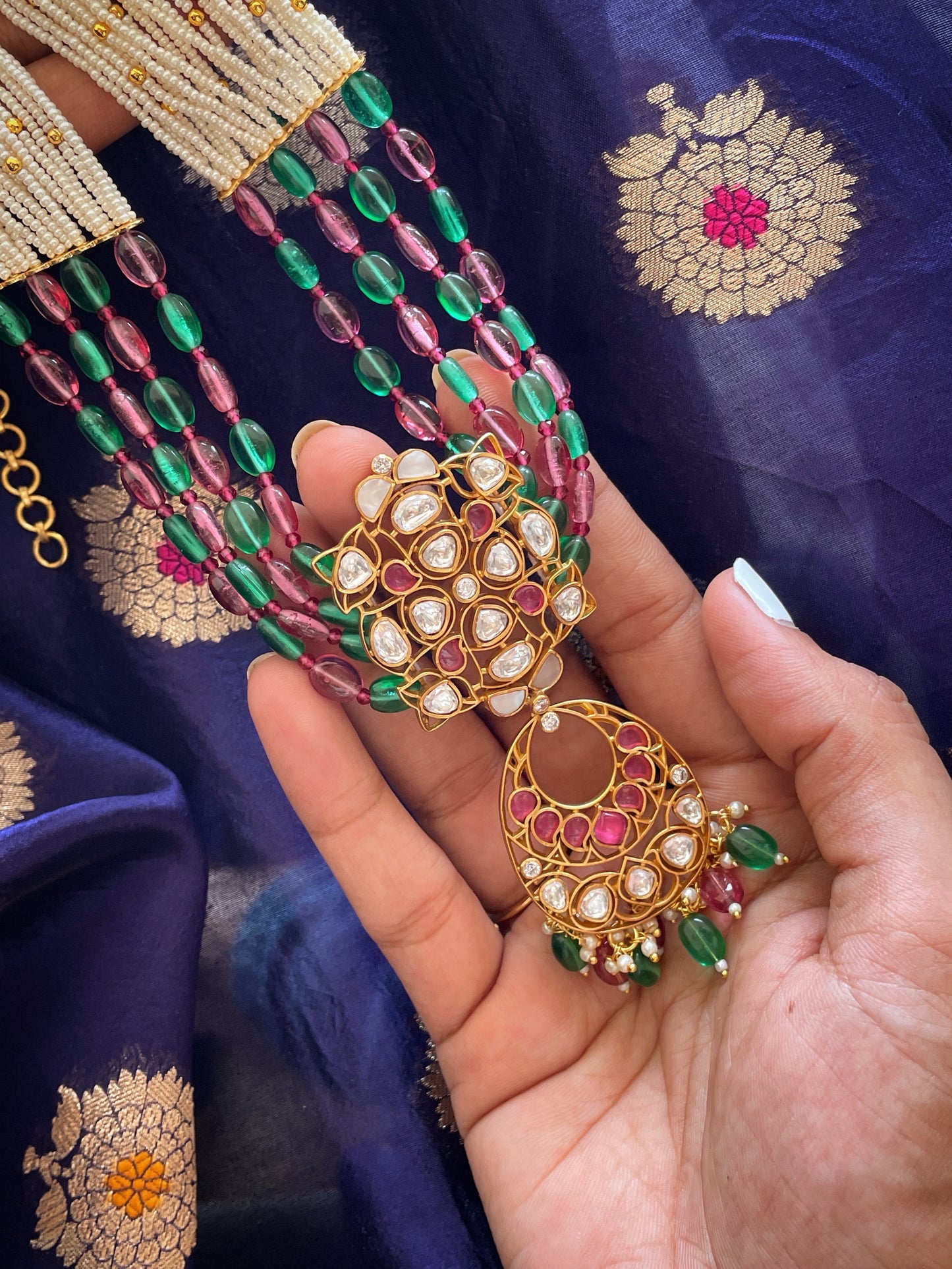 Sumitra Long Polki Necklace Set