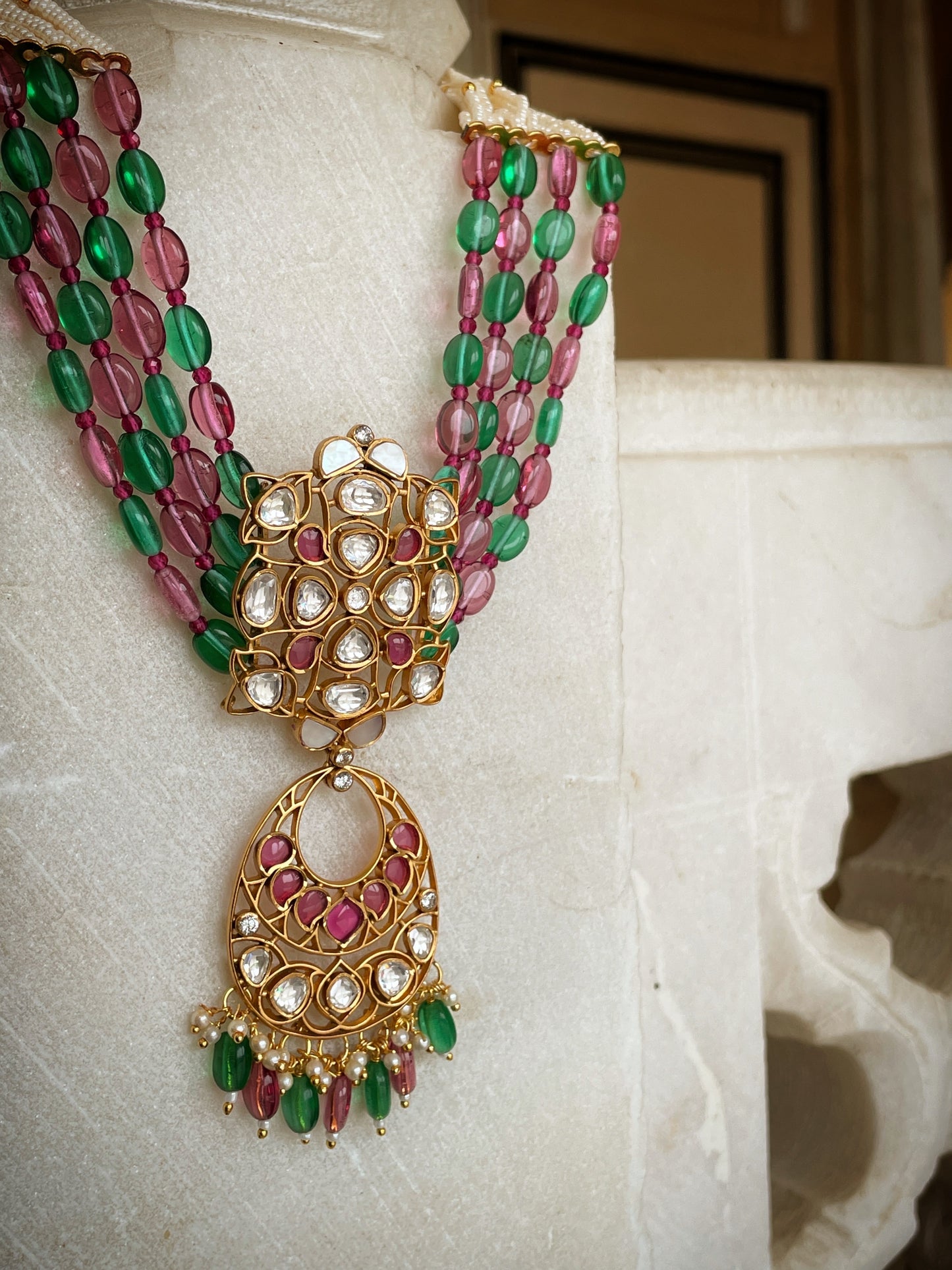 Sumitra Long Polki Necklace Set