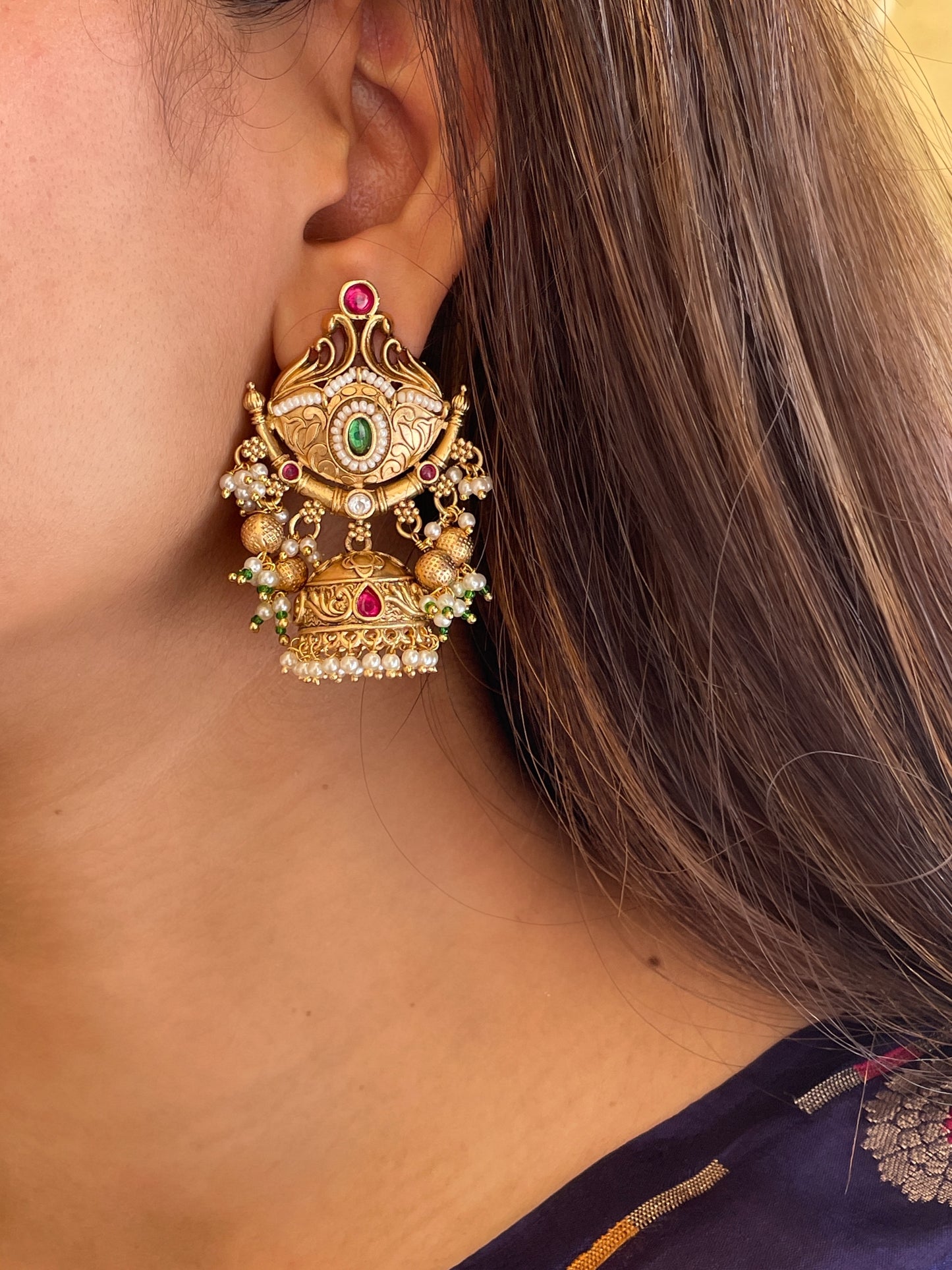 Nandhita Temple Jhumki Earrings