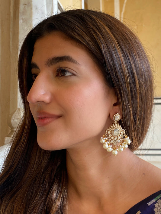 Kriti Moissanite Polki Dangler Earrings