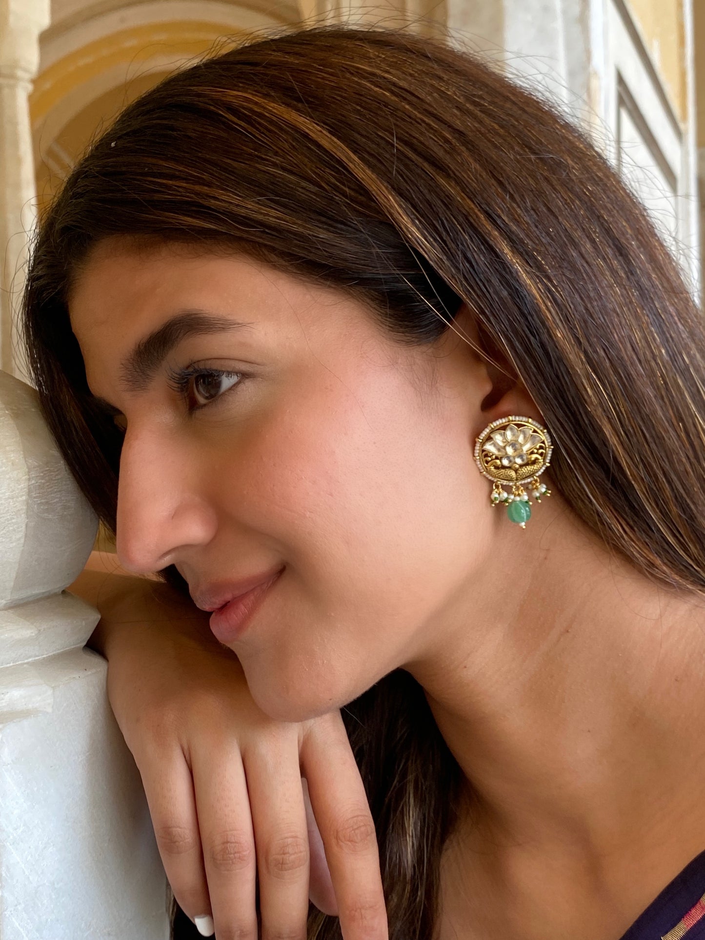 Varnita Antique Polki Stud Earrings