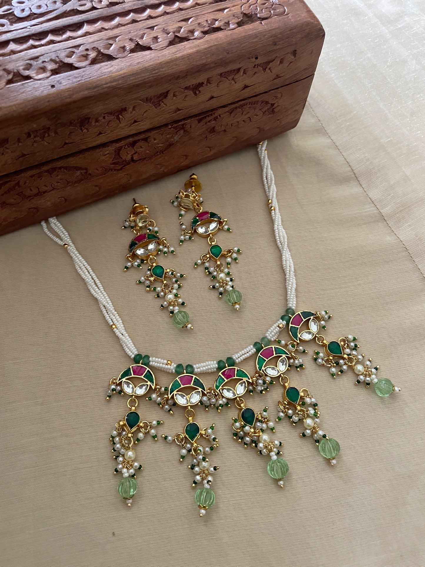 Lakshmi Multicolour Polki Necklace Set