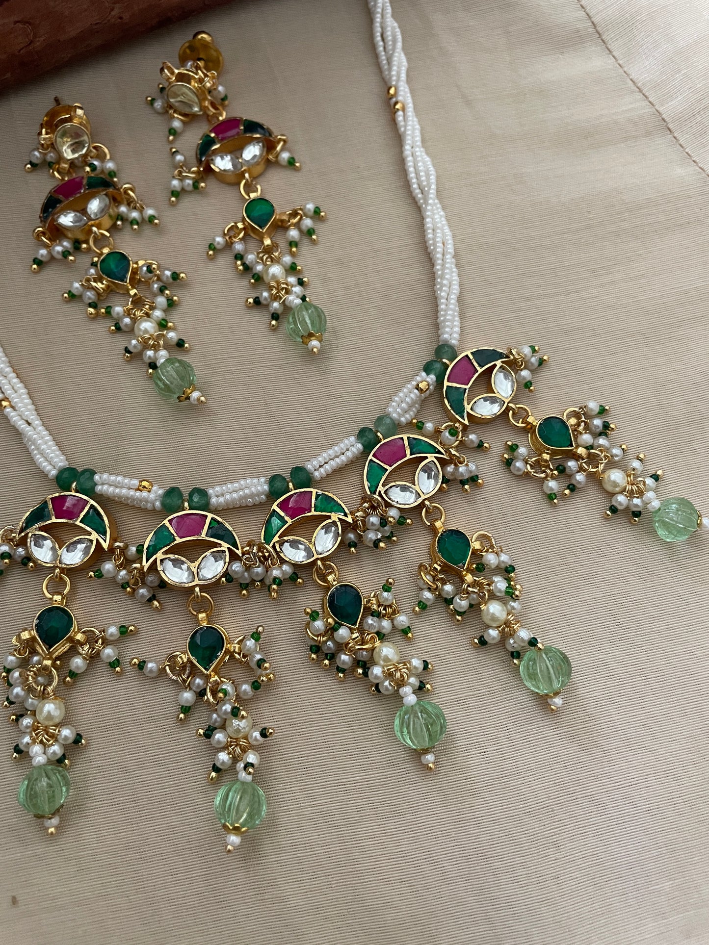 Lakshmi Multicolour Polki Necklace Set