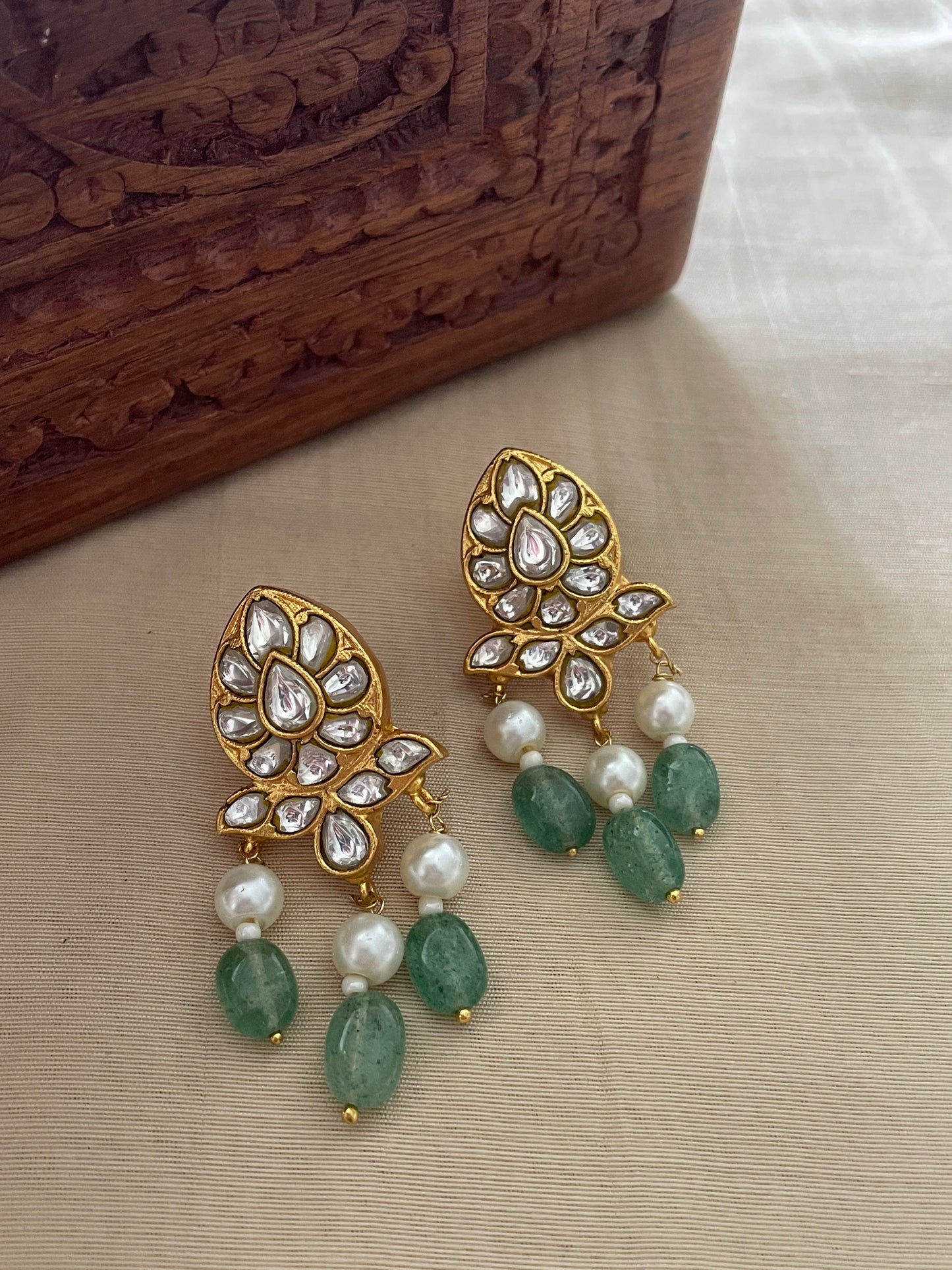 Ira Polki Earrings -Green