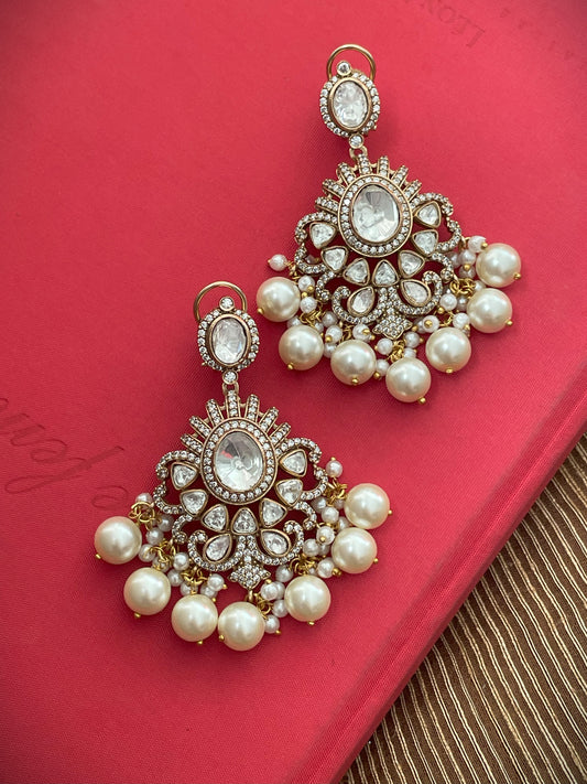 Kriti Moissanite Polki Dangler Earrings