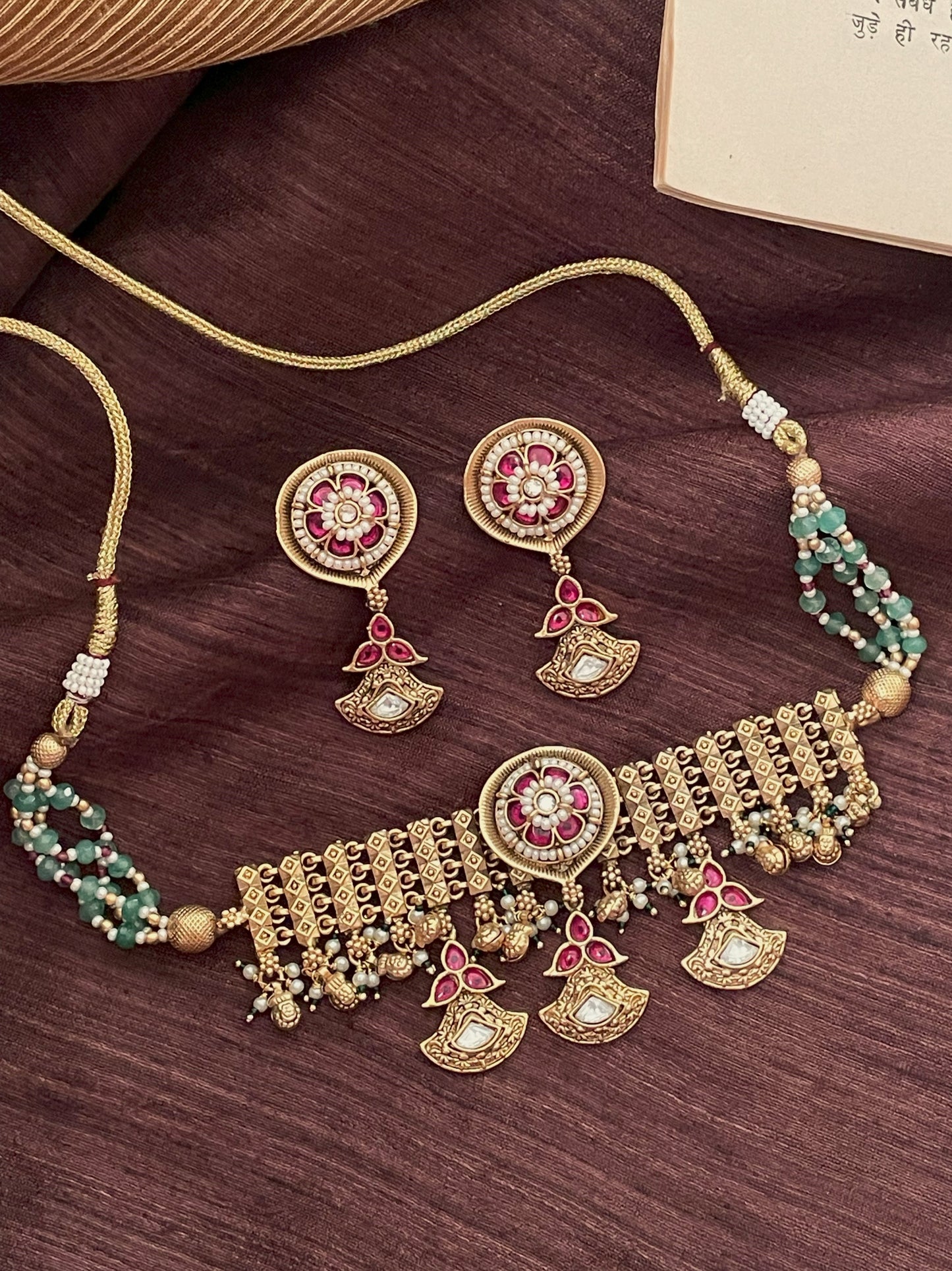 Amaya Antique Kundan Choker Necklace Set