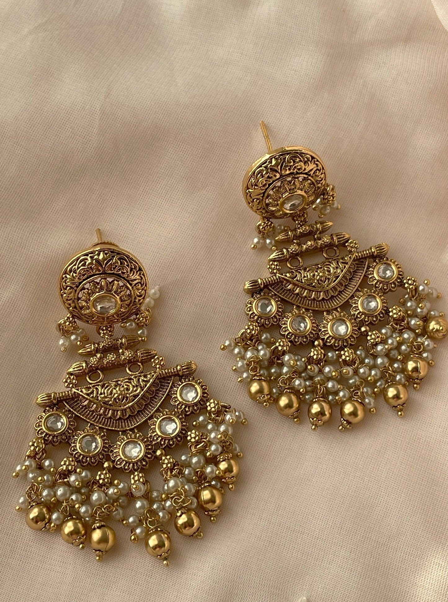 Hiba Antique Gold Finish Earrings